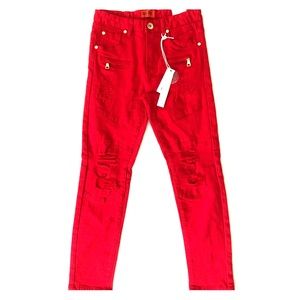 Boys moto distressed colored denim jeans